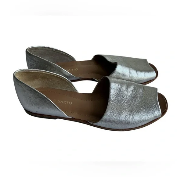 Franco Sarto Women's Metallic Silver Loafers Sz 7.5 - Picture 2 of 11